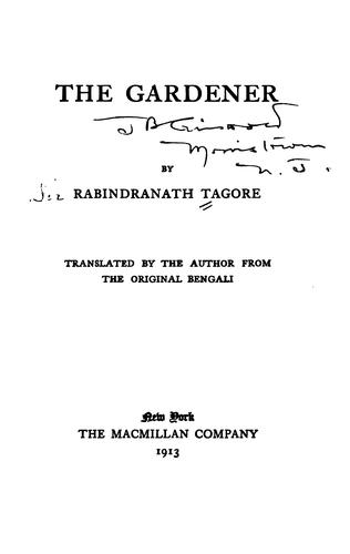 The Gardener by Rabindranath Tagore